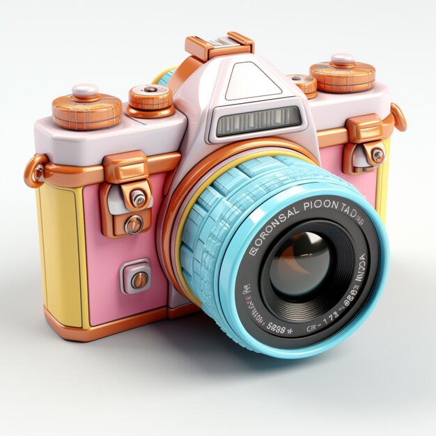 Foto camera reis 3d icoon cartoon klei materiaal isometrisch