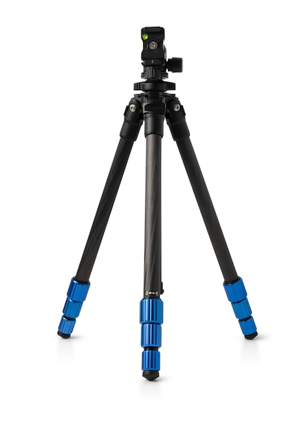 Camera tripod on isolated white background