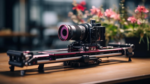 Camera and Video Camera on Table