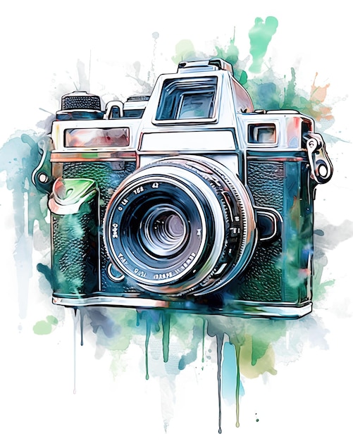 Camera in watercolor style