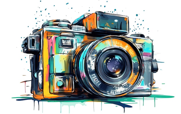 Camera in watercolor style