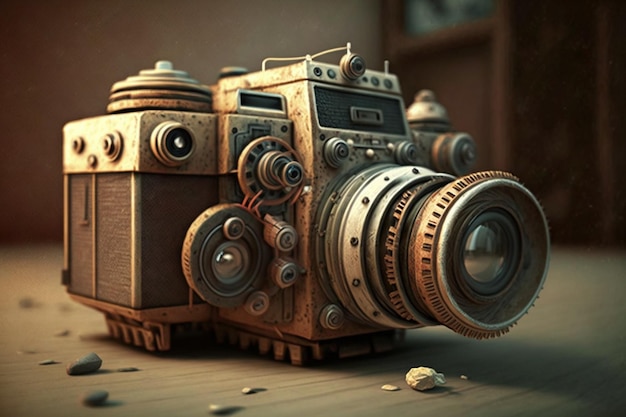 A camera with a lens and buttons on it.