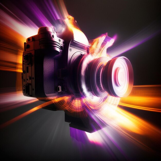 A camera with a lens flare on it