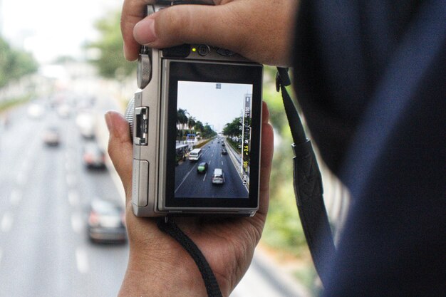 a camera with a picture of a car on it