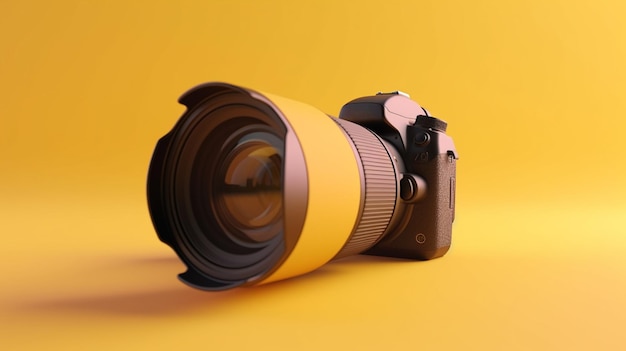 A camera with a yellow background