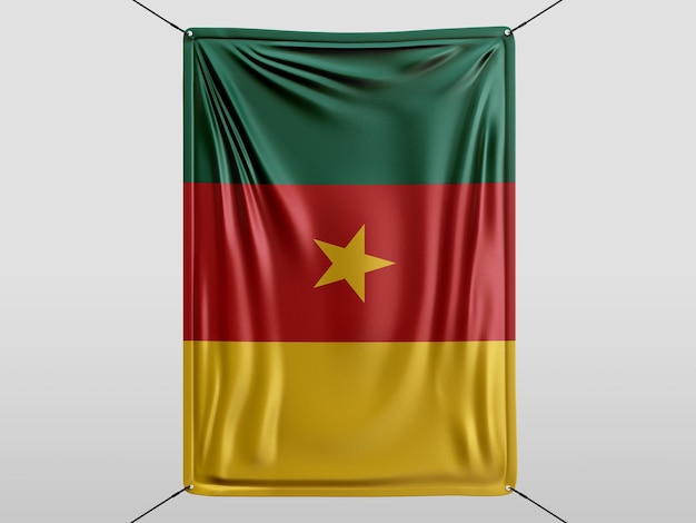 cameroon of 3D render flag Isolated and white background