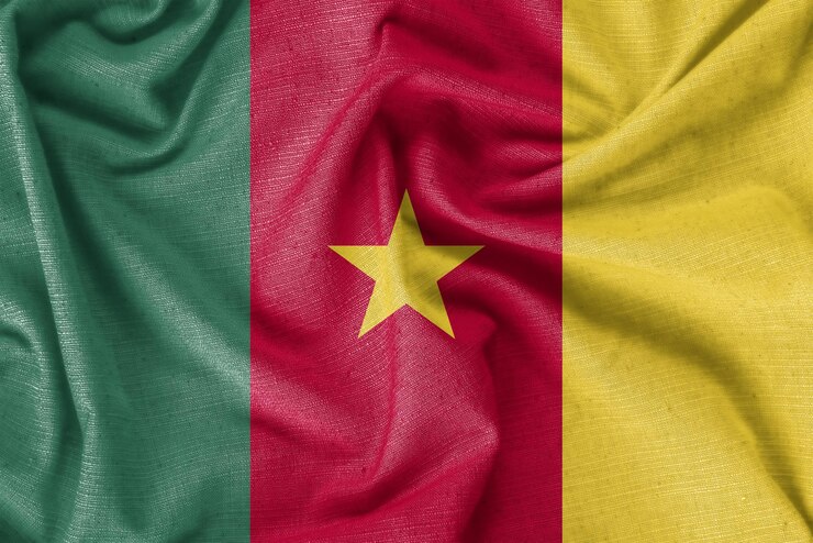 Cameroon country flag background realistic silk fabric