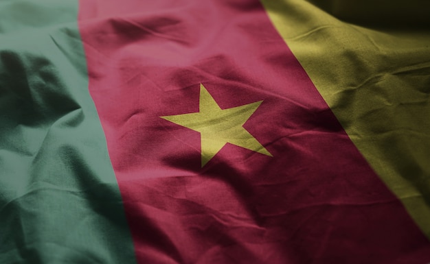 Cameroon Flag Rumpled Close Up 