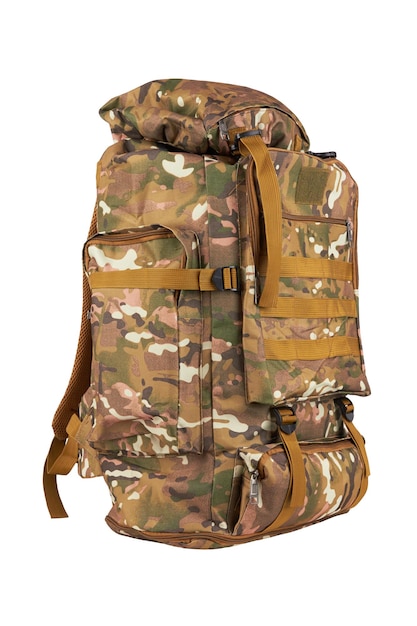 Camouflage backpack on white