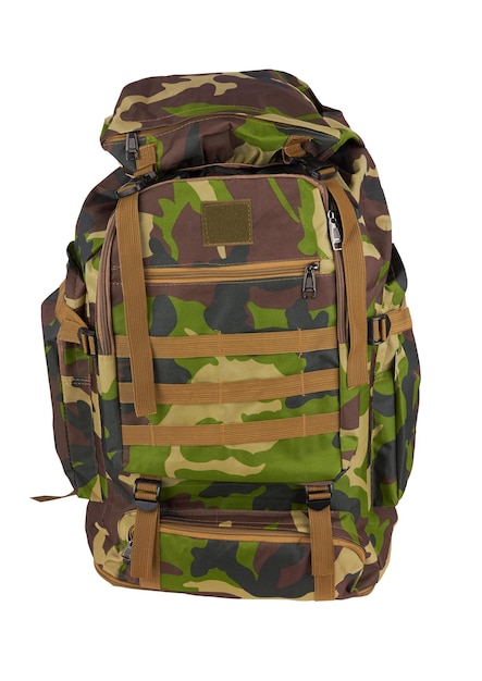 Camouflage backpack on white