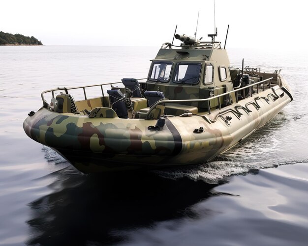 camouflage boat in military khaki