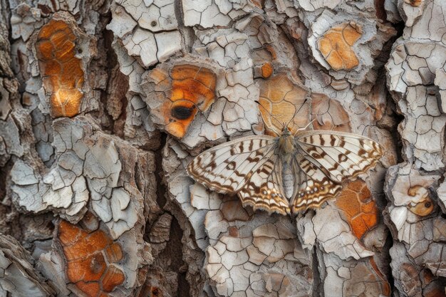 木の皮の上にある蝶のカモフラージュ