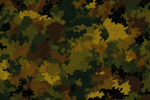 A camouflage pattern that is green and brown