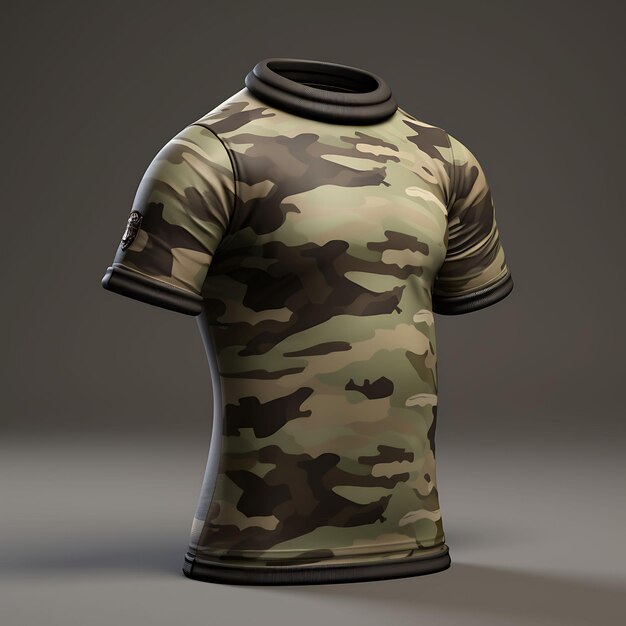 Camouflage T Shirt in a Military Base Tanks and Camouflage N Clean Blank White Photoshoot Tee