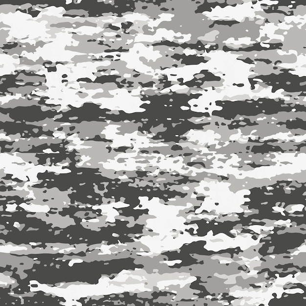 Camouflage Urban Seamless Pattern Black and White Background