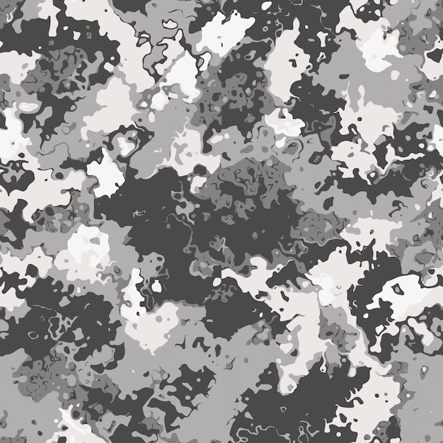 Camouflage Urban Seamless Pattern Black and White Background