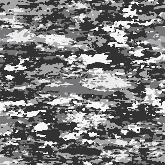 Camouflage Urban Seamless Pattern Black and White Background