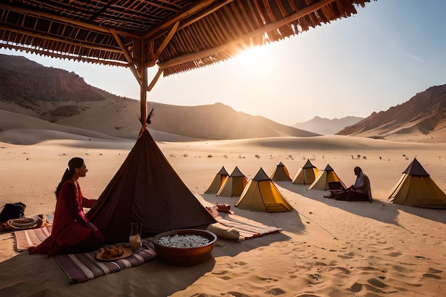 Photo a camp in the desert