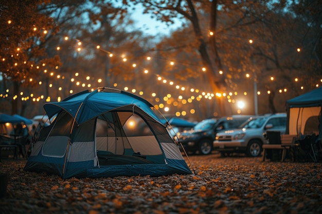 Camp out with tent in park professional photography