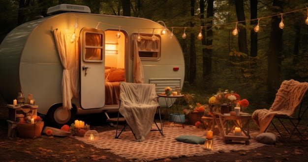 Photo camper decor ideas for your backyard rustic camping in the forest