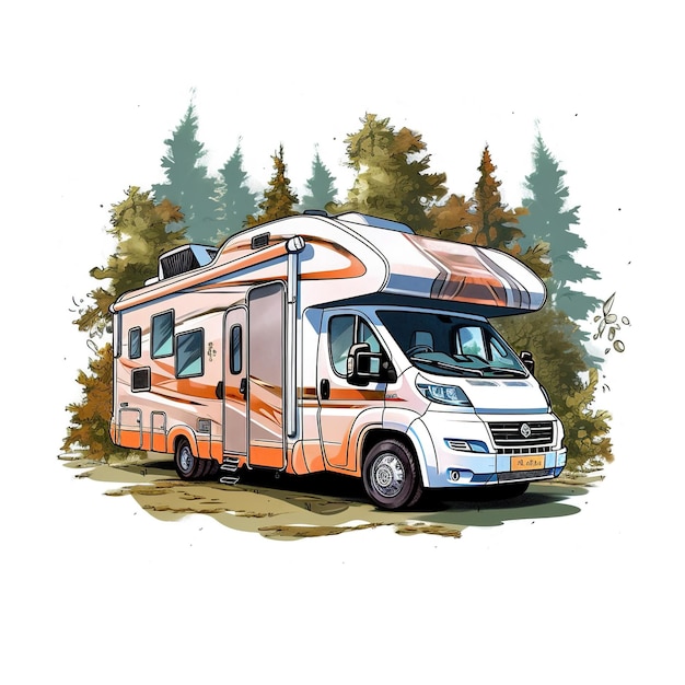 camper illustratie