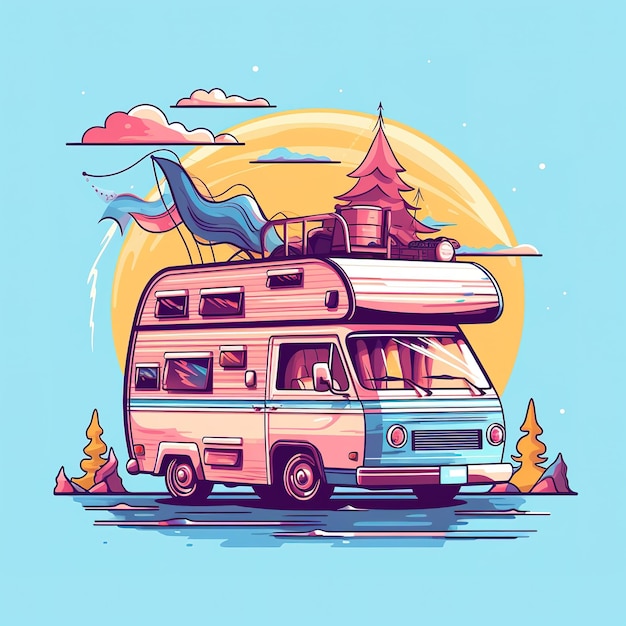 camper illustratie