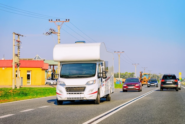 Camper rv at the road in slovenia