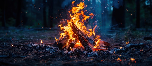 Campfire Amidst Forest