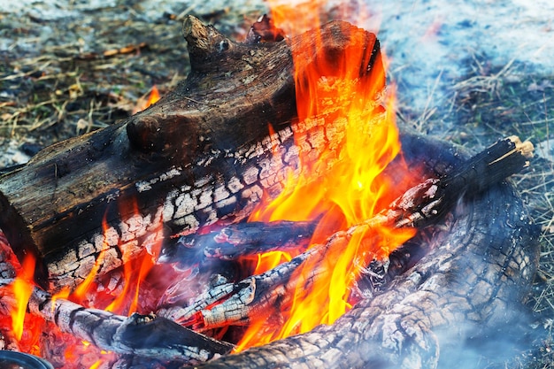 Campfire. Close up shot