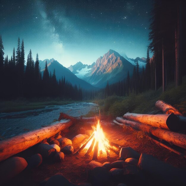 campfire in the forest