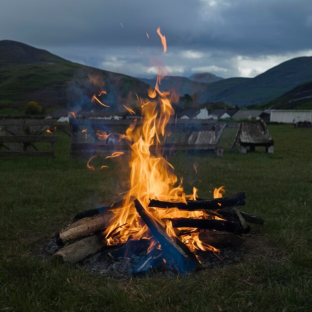 Campfire in the village of Ballachulish Scotland