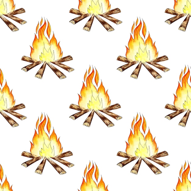 Campfire watercolor pattern