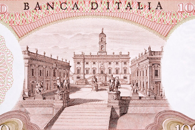 Campidoglio-plein in rome van oud italiaans geld