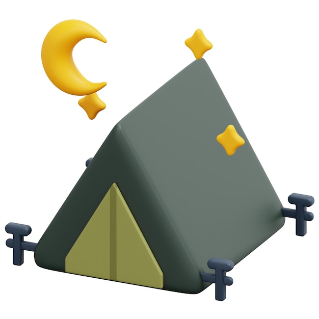 camping 3d render icon illustration