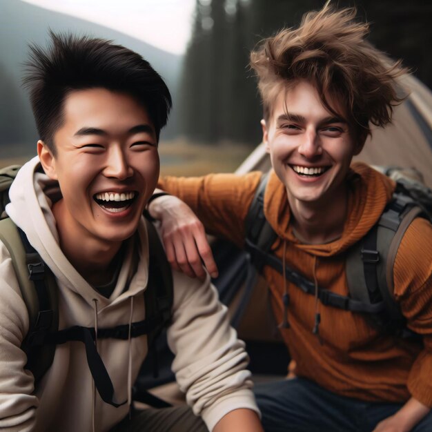 사진 다른 나라 의 사람 들 과 함께 캠핑 모험