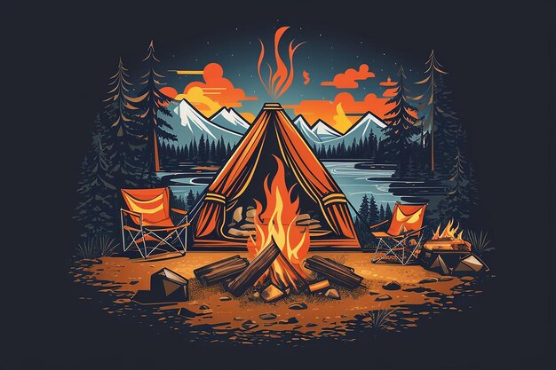 Camping Ai-afbeelding voor t-shirtontwerp