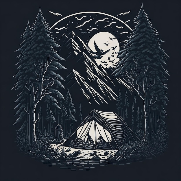 camping Ai image for tshirt design