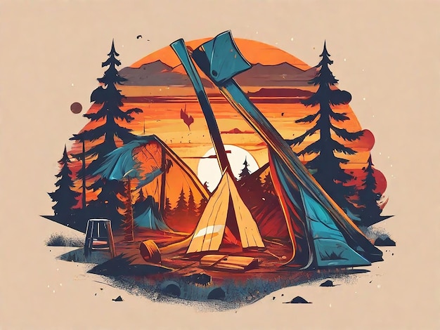 Camping Ai image for tshirt design
