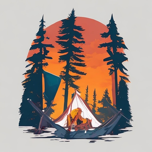 Camping Ai image for tshirt design