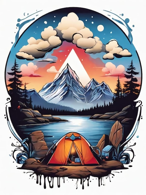 Camping Artwork Grafisch ontwerp en illustraties voor trendy T-shirts