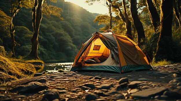 camping background HD 8K wallpaper Stock Photographic Image