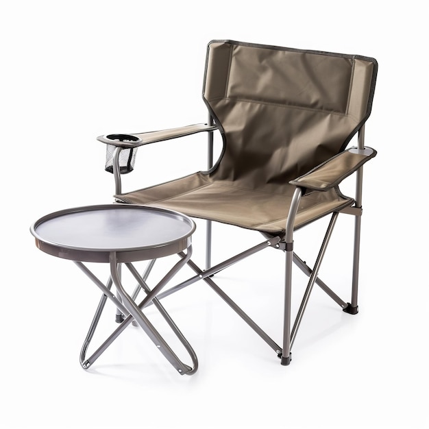 테이블과 컵 홀더를 갖춘 캠핑 의자 가볍고 세련된 디자인