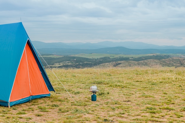 Photo camping in countryside