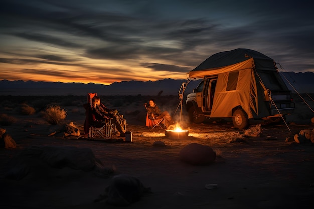 Camping in the desert in the middle of nowhere