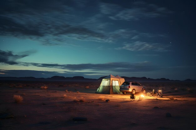 Camping in the desert in the middle of nowhere