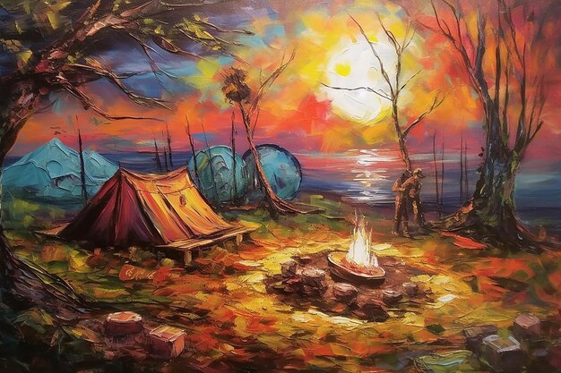 Camping Fairy Lights en Sunset Campfire