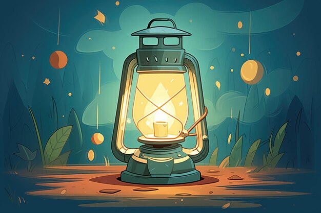 Photo a camping lantern glowing in the dark