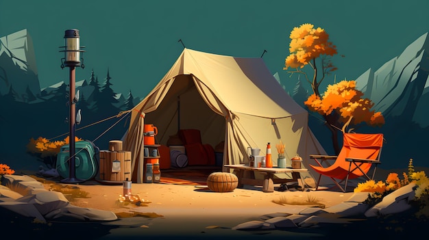 Camping in nature 8k wallpaper