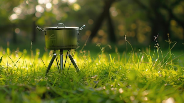 Camping pot setup Generative AI
