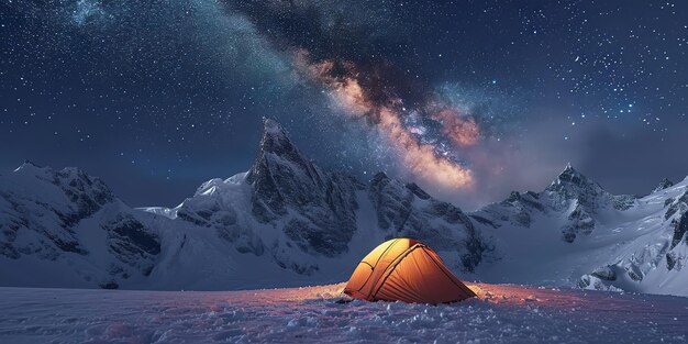 Camping in the snowy mountains on a Expedition